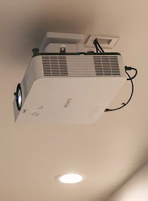 Sony 4K projector displaying golf simulator software interface